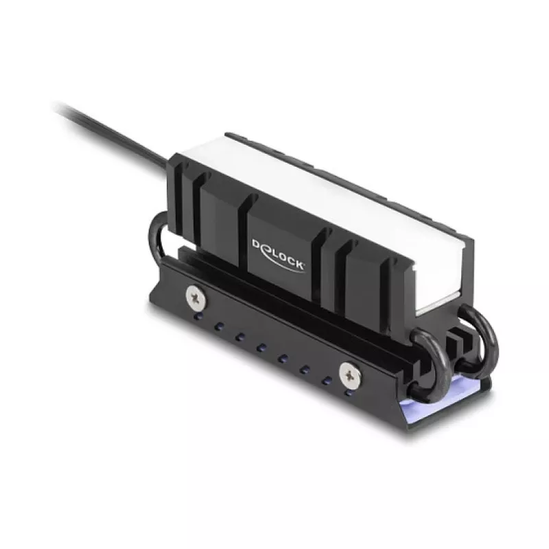Dissipatore di calore DELOCK 18460 per SSD M.2 2280 — alluminio/rame, RGB 5V, nero