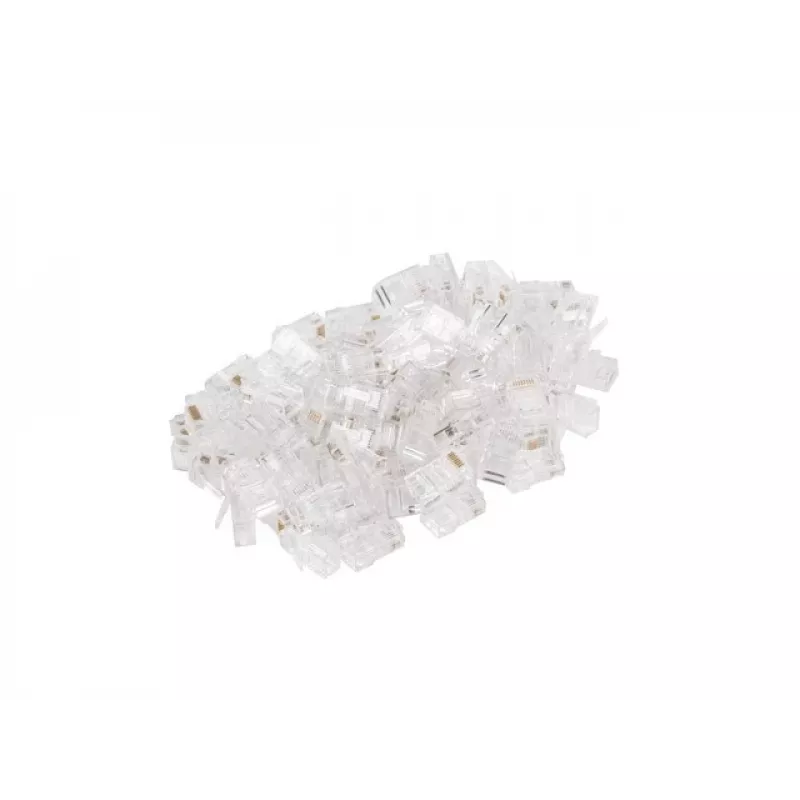 LANBERG connettore per cavi RJ-45 PLU-5000, schermatura U/UTP (UTP), bianco traslucido, confezione da 100