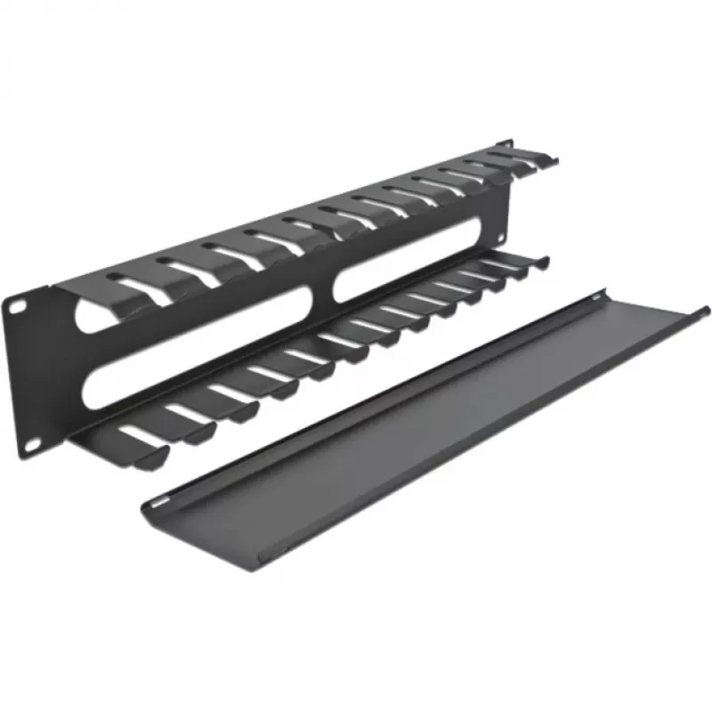 DeLOCK - Pannello di gestione cavi per armadio elettrico - nero - 2U - 48,3 cm (19) (66553)