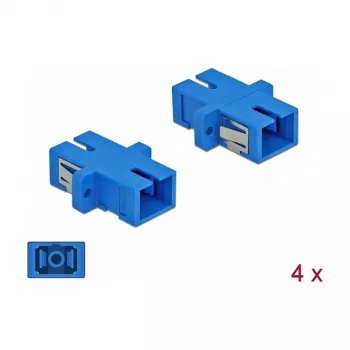 Adattatore in fibra ottica SC femmina su SC femmina, DELOCK 85990, blu, confezione da 4