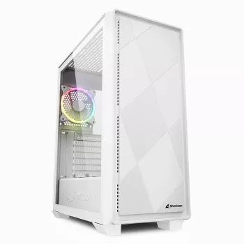 Case PC Sharkoon VS8 RGB. Fattore di forma: Tower, Tipo: PC, Colore del prodotto: bianco. Diametro ventole frontali supportate: 120 mm, Ventole posteriori installate: 1x