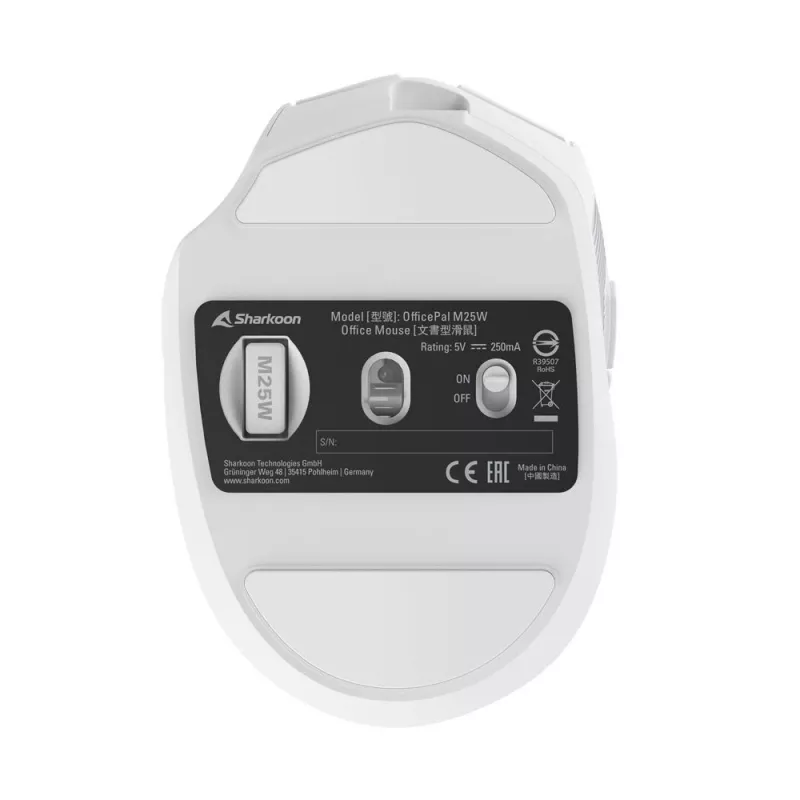 Sharkoon OfficePal M25W mouse da ufficio wireless, per destrorsi, 4000 DPI
