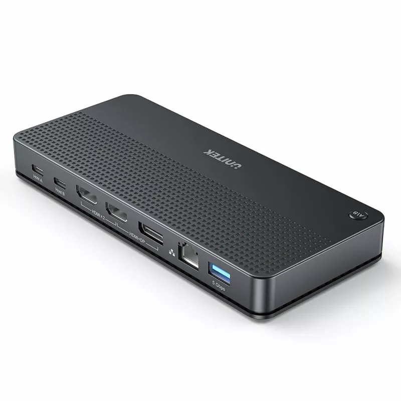 Docking station UNITEK D1103A01 USB4 con cavo nero 100W Power Delivery