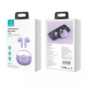 (Lilla, cuffie Bluetooth 5.1) USAMS cuffie Bluetooth 5.1 auricolari TWS wireless controllo touch impermeabili sportivi con riduzione del rumore