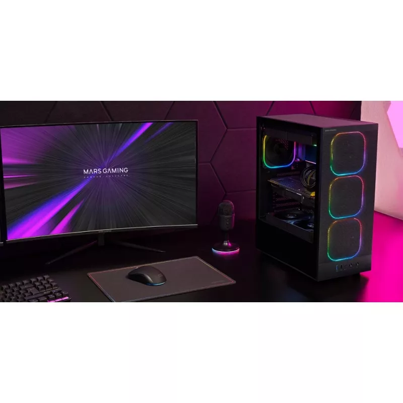 Case PC TACENS MARS MC-NEBULA Midi Tower con vetro temperato, quattro ventole aRGB da 120 mm, supporta ATX, GPU fino a 30,2 cm