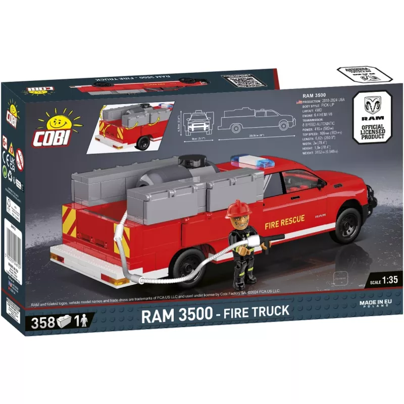 Gioco di costruzione assemblabile Cobi RAM 3500 Camion dei pompieri COBI-24612 set modello 2 in 1