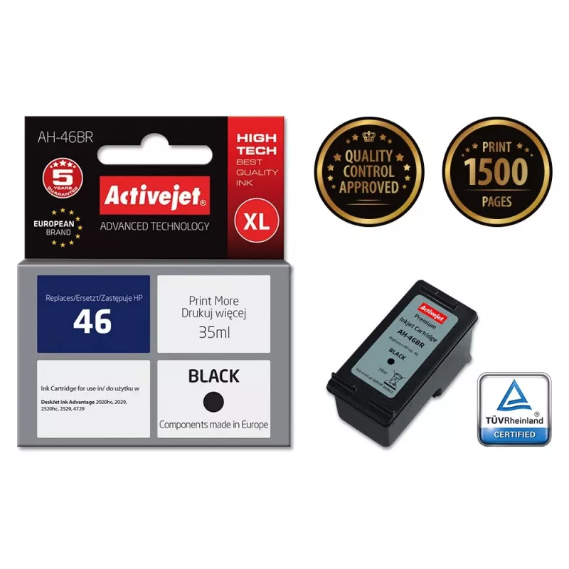 Activejet AH-46BR inchiostro (sostituto per HP 46 CZ637AE; Premium; 35 ml; nero)