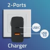 Qoltec 52381 Super Quick caricabatterie PD | 1xUSB-C | 1xUSB | 90W | 5-20V | 2,4-4,35A | nero