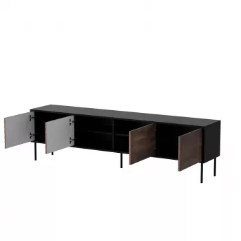 Mobile TV cama meble CORTINA 4D 200x40x55 cm, piano superiore nero, frontali color noce
