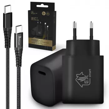 Smart Life Kit USB Type-C a Type-C, 200 cm, nero + caricabatterie 18 W PD3.0 nero