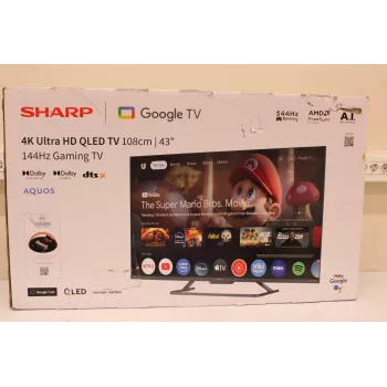 Smart TV Sharp 43HR7265E 43 pollici (108 cm) 4K UHD LED, Google TV, WLAN, HDMI/USB/RJ45 – nero – confezione danneggiata