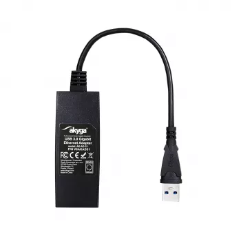 Adattatore Akyga AK-AD-31 USB 3.0 a Gigabit Ethernet, RJ45, cavo 15 cm, nero