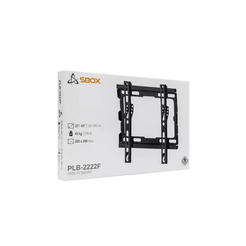 SBOX PLB-2222F-2 staffa a muro fissa per TV, 23-43 pollici, 45 kg, VESA 200x200