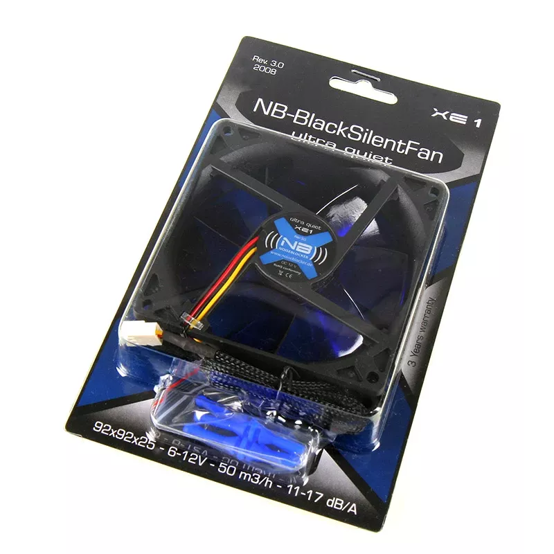 Ventola per case NoiseBlocker BlackSilentFan XE1 92 mm, 1500 giri/min, 17 dB, 50 m³/h, 4 V, nero