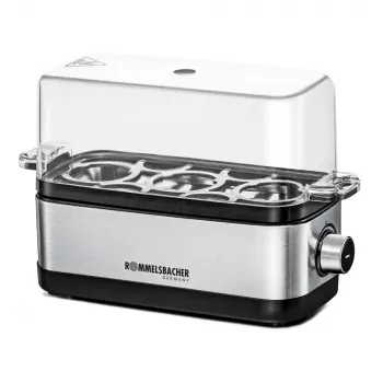 Cuociuova Rommelsbacher ER 300 — 3 uova acciaio inox, 300 W, coperchio trasparente