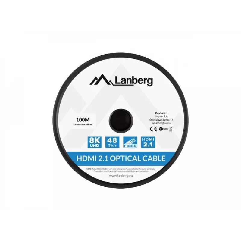 Cavo HDMI Lanberg CA-HDMI-30FB-1000-BK 100m nero
