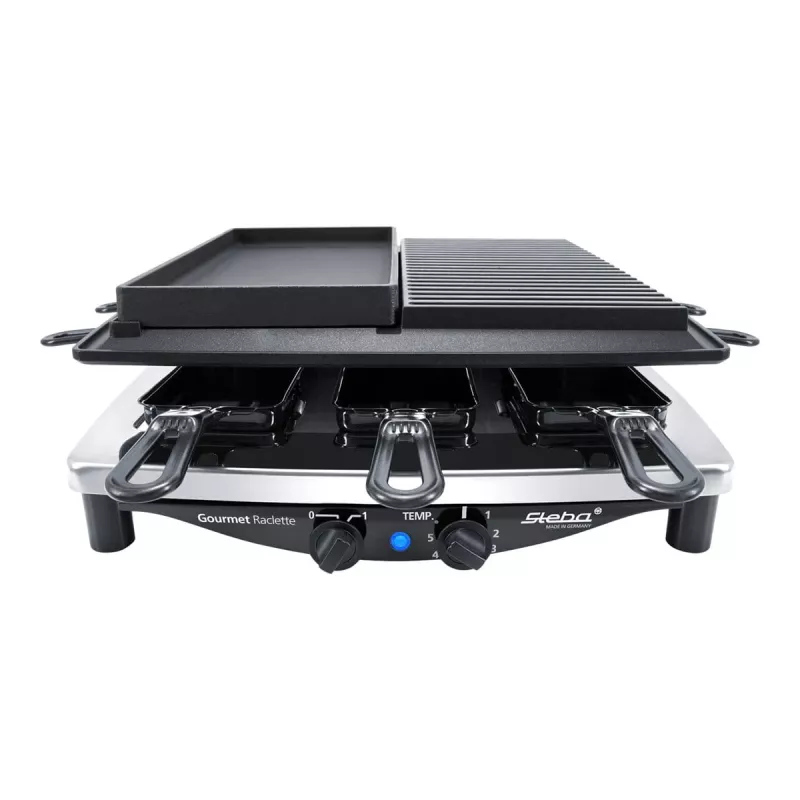 Steba RC 4 Plus Deluxe Chrome griglia raclette, acciaio inox/nero