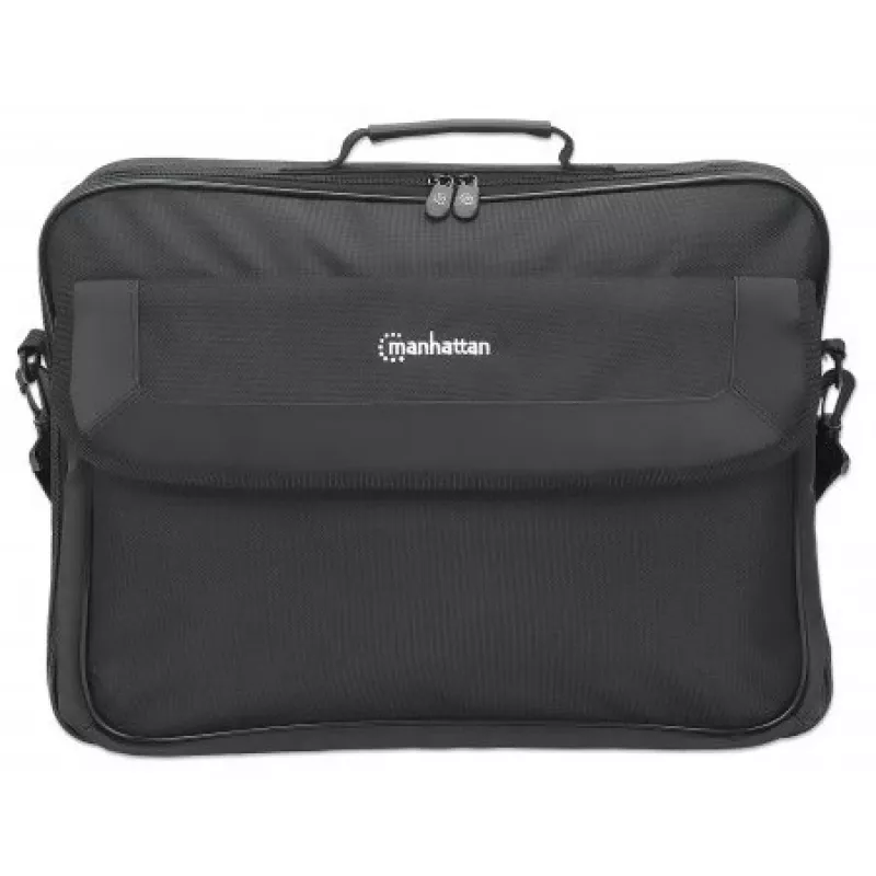 Manhattan Cambridge borsa per laptop 17,3 pollici, design clamshell, nero, LOW COST, scomparto accessori, scomparto documenti sul retro, tracolla (rimovibile), compatibile Targus CN418EU, borsa per notebook, tre anni di garanzia