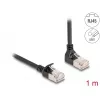Cavo di rete RJ45 DeLOCK Cat.6A S/FTP slim 90° piegato verso l'alto 1 m nero
