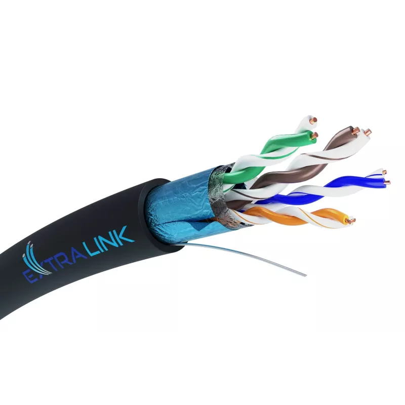 Cavo di rete Extralink Twisted Pair CAT5E FTP (F/UTP) V2 da esterno 305M nero
