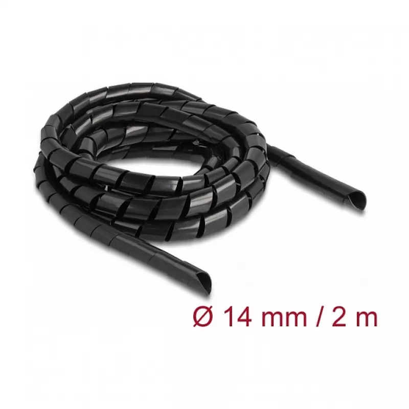 Spiralina flessibile DeLOCK 2 m x 14 mm nero polietilene