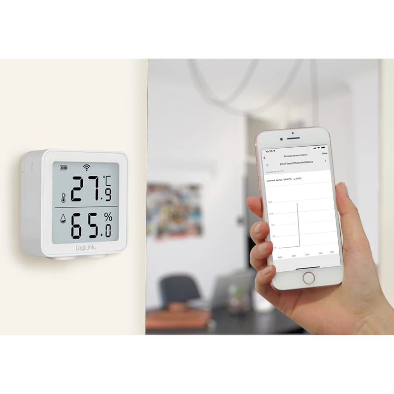 Igrometro psicrometro LogiLink SC0116 per interni elettronico bianco digitale