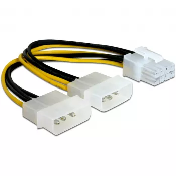 Delock 82397 cavo adattatore di alimentazione PCI Express, 2x 4 pin da 5,25" a 8 pin PCIe, 12 V, 0,30 m