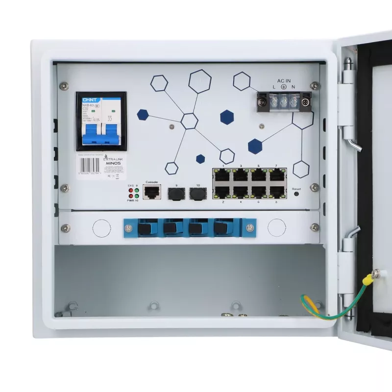 Switch managed Extralink Minos 8x RJ45 1000Mbps PoE 200W L2