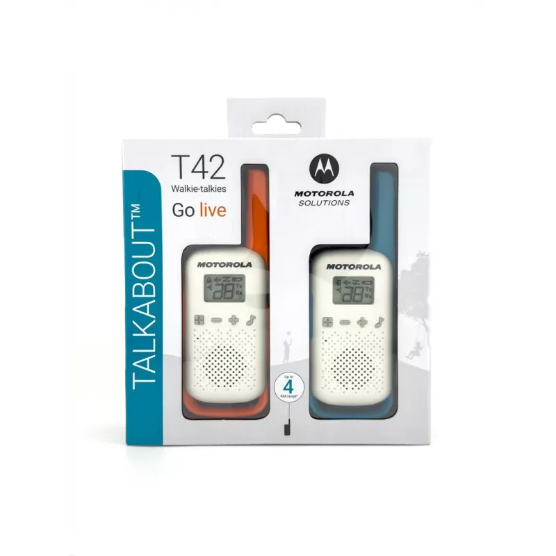 Motorola Talkabout T42 – walkie-talkie, confezione da 2 (arancione-blu)