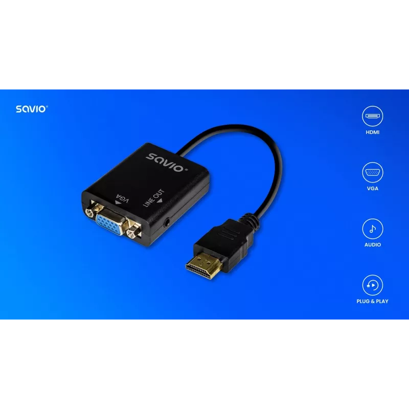 Adattatore HDMI-VGA con audio AK-76 Savio SAVAK-76