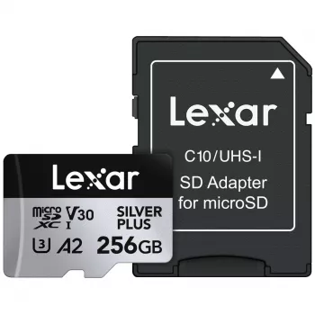 Scheda di memoria microSD 256GB C10 A2 U3 V30 205/150MB/s Silver Plus