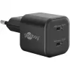 Caricabatterie da parete GOOBAY 75333 — caricabatterie universale AC-USB-C per interni, 2x USB-C, 35 W, nero