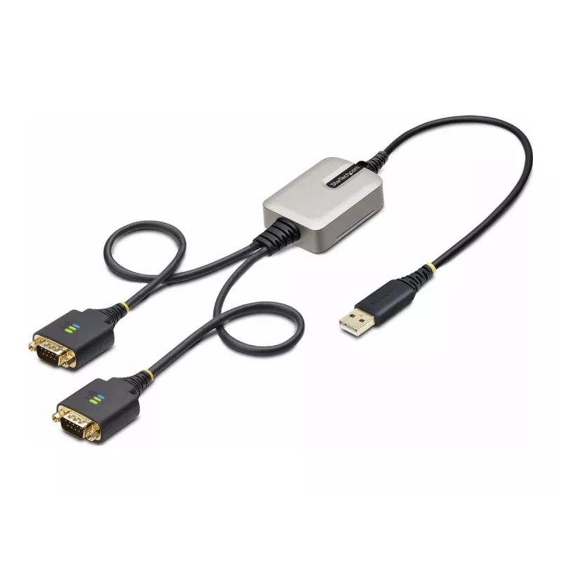 StarTech.com cavo adattatore da USB a seriale a 2 porte 2ft (60cm), viti/dadi DB9 sostituibili, mantenimento COM, USB-A a DB9 RS232, FTDI, protezione ESD livello 4, Windows/macOS/ChromeOS/Linux – costruzione robusta in TPE
