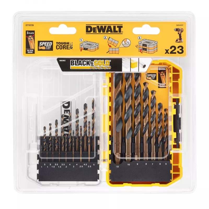 Set di punte per metallo da 23 pz. NERO & ORO DT70729-QZ