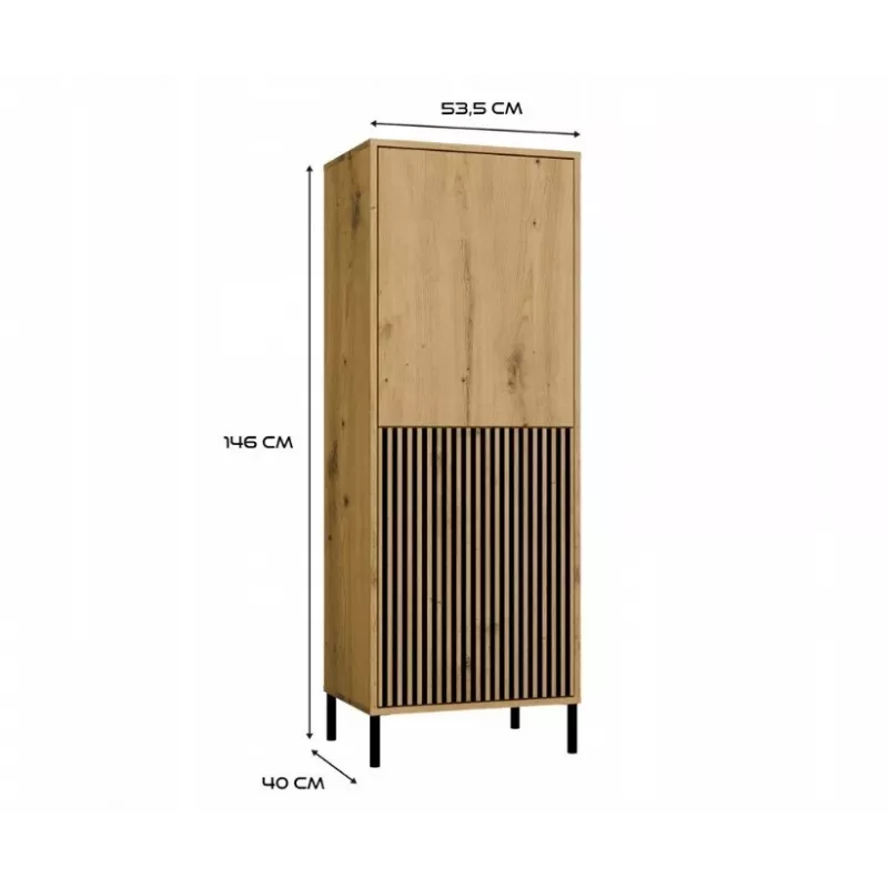KAMARO 2DK stretto/GŁ rovere ARTISAN VETRINA