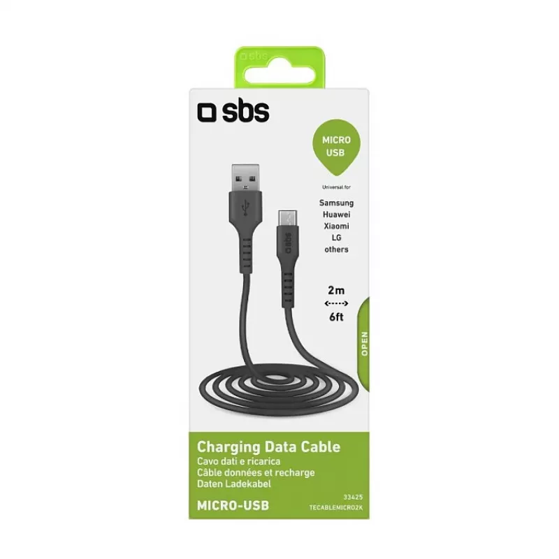 SBS TECABLEMICRO2K cavo USB A Micro-USB B maschio nero 2 m (TEKabelMICRO2K)