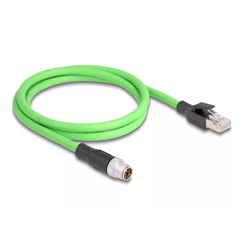 Cavo di rete DeLOCK M12 codifica X 8 poli connettore maschio su connettore maschio RJ45 PUR (TPU) 1 m