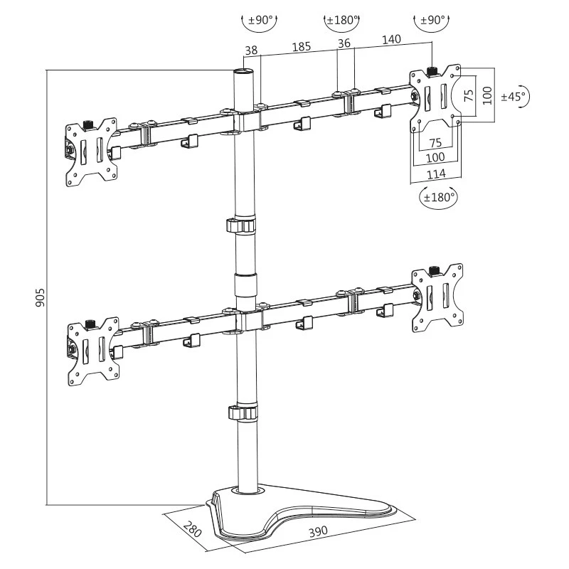 Supporto per monitor LogiLink BP0046 81,3 cm (32 pollici) da tavolo acciaio inox
