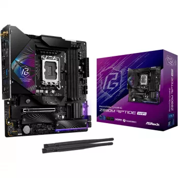 Scheda madre ASRock Phantom Gaming Z890M Riptide WiFi — Intel Z890, LGA1851, microATX, DDR5, 4x DIMM, 256GB, Wi‑Fi 6E, 2.5Gb LAN