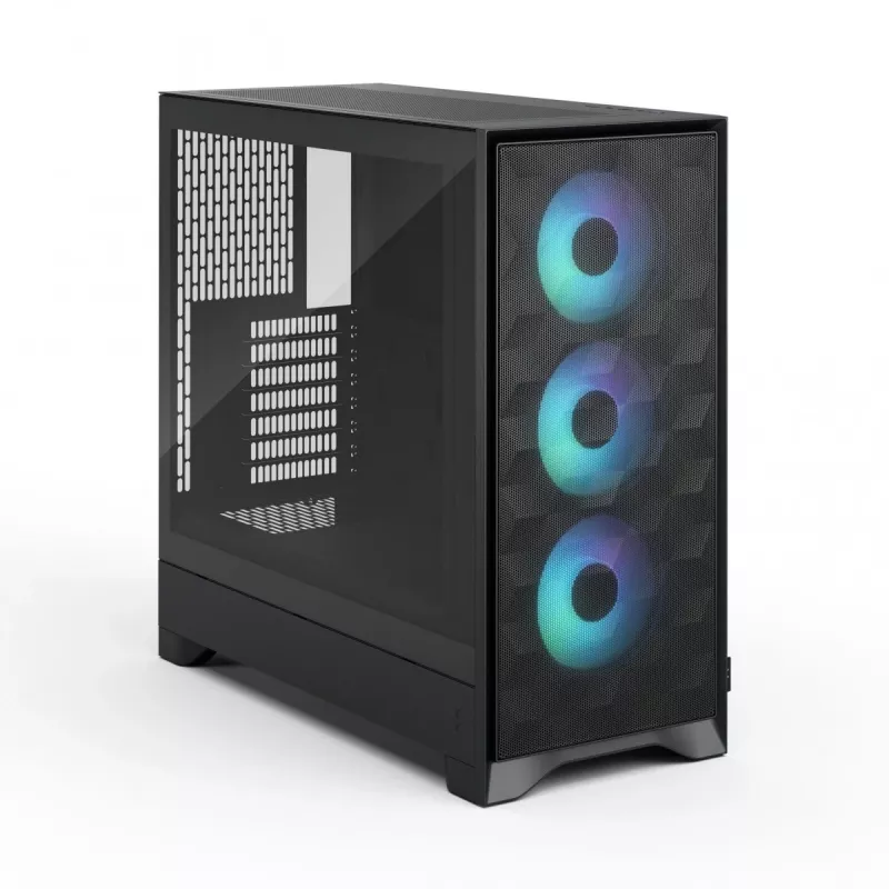 Fractal Design Pop 2 Air nero Solid case per PC midi-tower — supporto ATX, 3x ventole frontali 120 mm, vani per unità 2,5/3,5 pollici, 215×481×462 mm