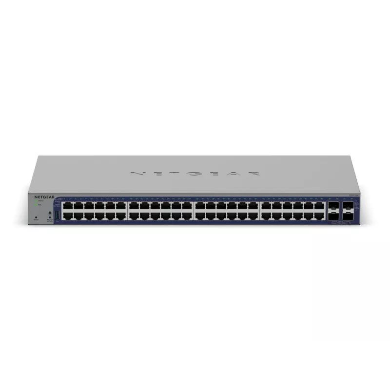 Switch Gigabit Ethernet gestito Netgear GS752TX, 48x RJ-45 10/100/1000, supporto 10G, rack 1U, grigio