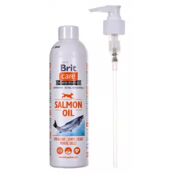 Olio integratore per cani Brit Care Salmon Oil 250 g — liquido, senza conservanti, migliora pelle e pelo