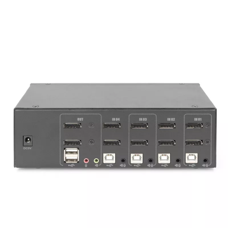 Switch KVM DIGITUS, 4 porte, doppio display, 4K, DisplayPort®