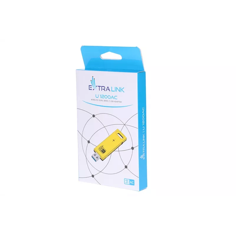 Adattatore USB wireless Extralink U1200AC AC1200 Dual-Band, giallo plastica