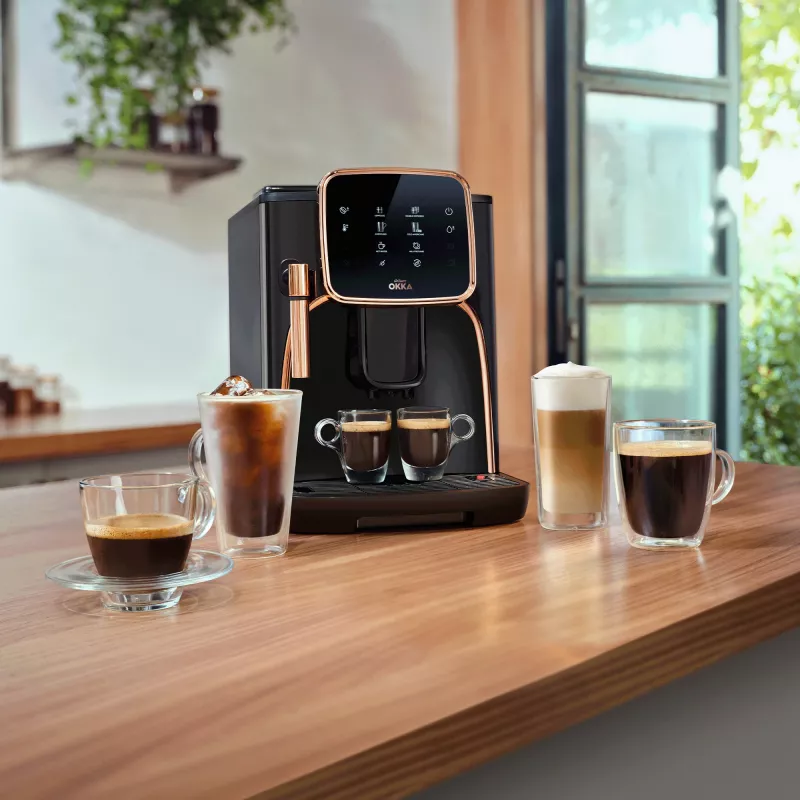 Okka Espresso Pro, macchina automatica nero/bronzo, 1450 Watt