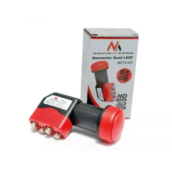 LNB QUAD MACLEAN MCTV-629 65 dB — LNB satellitare con quattro uscite, bassa figura di rumore
