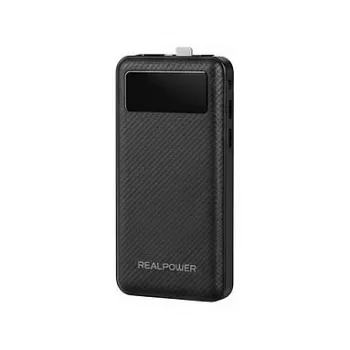 Powerbank RealPower PB-10000 Plus 10.000 mAh 20 W 2×USB-A 1×USB-C nero