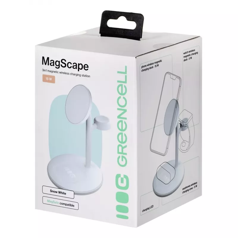 GREEN CELL CARICABATTERIE A INDUZIONE MAGSCAPE WHITE
