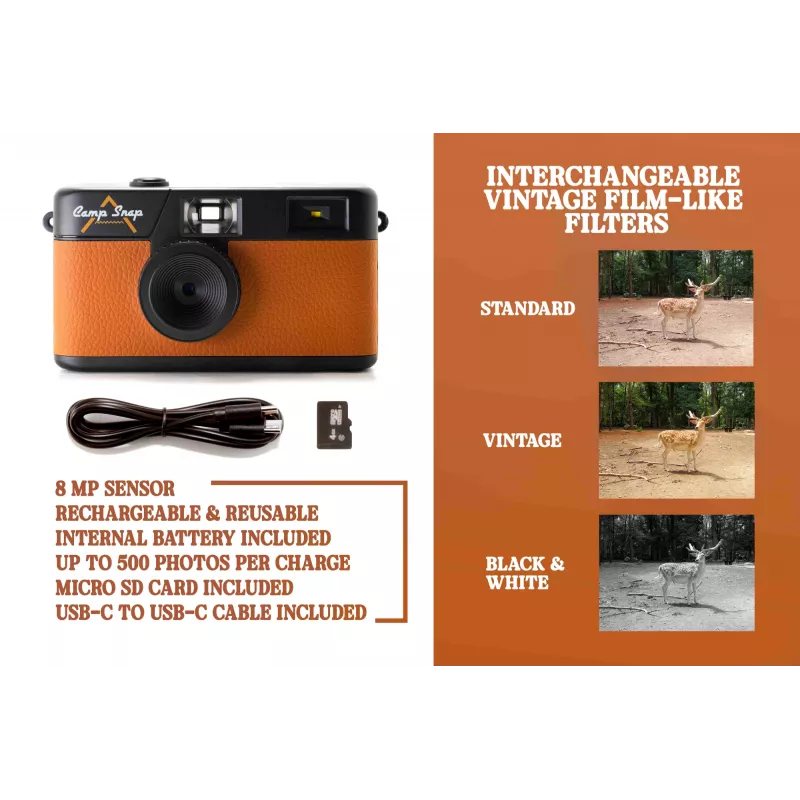Fotocamera digitale senza display Camp Snap CS-V105-BR-JP — fotocamera compatta marrone senza display