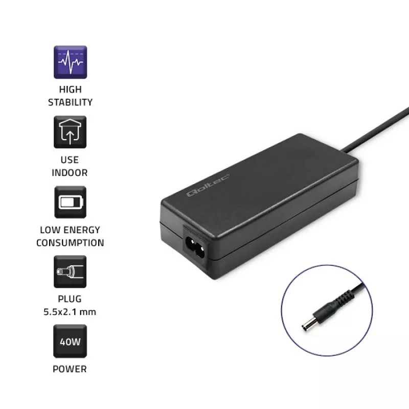 Alimentatore AC 40W 12V, 3,33A, 5,5x2,1